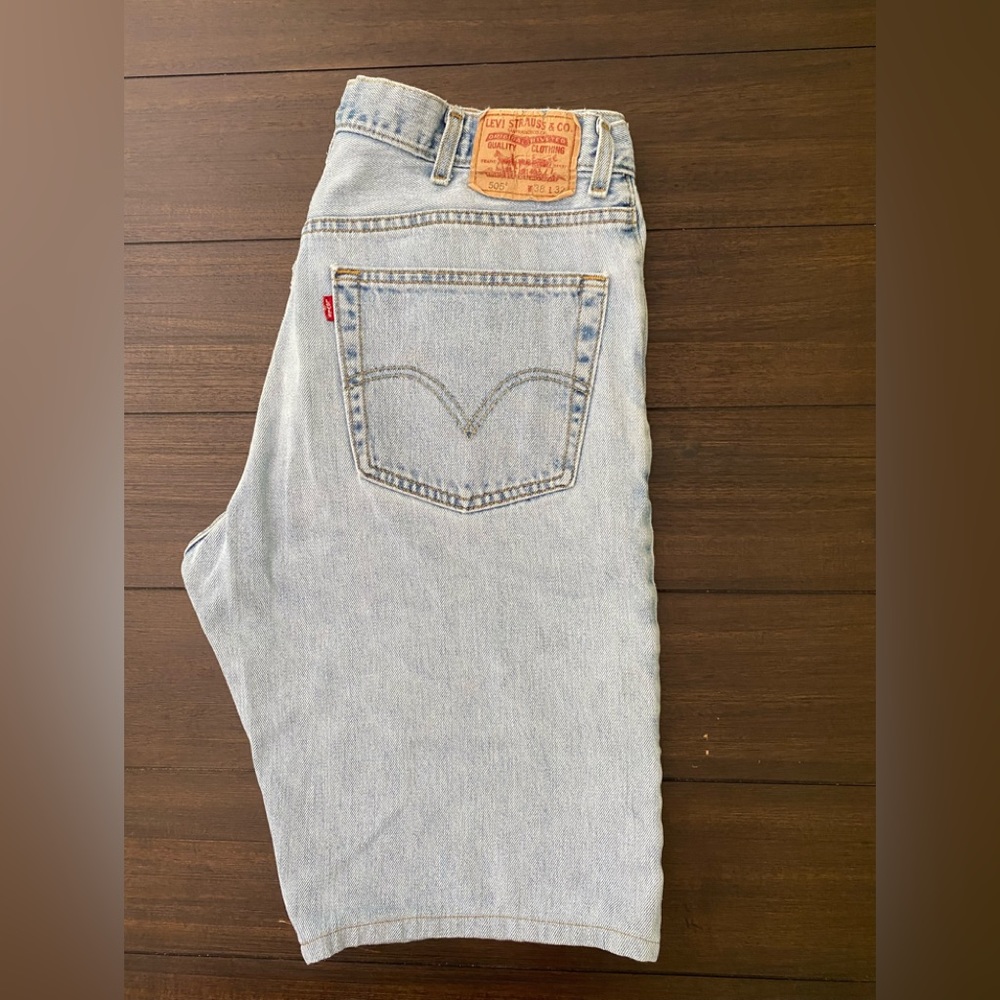 Vintage Levis Shorts Men 38 505 Blue Jean Denim Light Wash